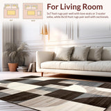 Ultra Soft Area Rug, Non Slip, Stain Resistant, Washable Area Rugs for Living Room, Bedroom, Sophisticated Linear Geometry Composition(Beige)