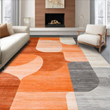Ultra Soft Area Rug, Non Slip, Stain Resistant, Washable Area Rugs for Living Room, Bedroom, Dynamic Abstract Geometric Aesthetic(Orange)
