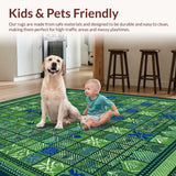 Ultra Soft Area Rug, Non Slip, Stain Resistant, Washable Area Rugs for Living Room, Bedroom, Nature-Inspired Insect Motif(Green)