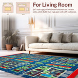 Ultra Soft Area Rug, Non Slip, Stain Resistant, Washable Area Rugs for Living Room, Bedroom, Multicolor Urban Adventure Mat(Gray)