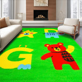 Ultra Soft Area Rug, Non Slip, Stain Resistant, Washable Area Rugs for Living Room, Bedroom, Bright Cheerful Animal Alphabet(Green)