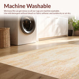 Ultra Soft Area Rug, Non Slip, Stain Resistant, Washable Area Rugs for Living Room, Bedroom, Durable with a Faded Abstract Medallion Motif in Beige(Beige)