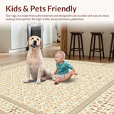 Ultra Soft Area Rug, Non Slip, Stain Resistant, Washable Area Rugs for Living Room, Bedroom, Neutral Tone Area Refined Traditional(Beige)