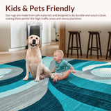 Ultra Soft Area Rug, Non Slip, Stain Resistant, Washable Area Rugs for Living Room, Bedroom, Chic Colorful Tiled Motif(Blue)