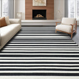 Ultra Soft Area Rug, Non Slip, Stain Resistant, Washable Area Rugs for Living Room, Bedroom, Elegant Linear Contrast with Alternating Dark and Light Stripes(Black)