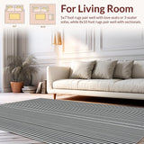 Ultra Soft Area Rug, Non Slip, Stain Resistant, Washable Area Rugs for Living Room, Bedroom, Elegant Black and White Striped Carpet Runner for Modern Aesthetics(Black)