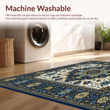 Ultra Soft Area Rug, Non Slip, Stain Resistant, Washable Area Rugs for Living Room, Bedroom, Recycled Oeko TEX Beige(Blue)