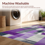 Ultra Soft Area Rug, Non Slip, Stain Resistant, Washable Area Rugs for Living Room, Bedroom, Stylish Lattice Patterned Elegance(Purple)