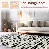 Ultra Soft Area Rug, Non Slip, Stain Resistant, Washable Area Rugs for Living Room, Bedroom, Urban Classic Striped Rug Parallel Lines Graphic Pattern Chic Monochrome Design(Gray)