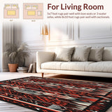 Ultra Soft Area Rug, Non Slip, Stain Resistant, Washable Area Rugs for Living Room, Bedroom, Abstract Tribal(Red)
