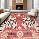 Ultra Soft Area Rug, Non Slip, Stain Resistant, Washable Area Rugs for Living Room, Bedroom, Contemporary Bold Medallion Design(Red)
