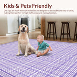 Ultra Soft Area Rug, Non Slip, Stain Resistant, Washable Area Rugs for Living Room, Bedroom, Playful Modern Checkered Style(Purple)