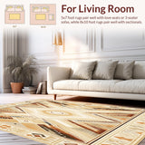 Ultra Soft Area Rug, Non Slip, Stain Resistant, Washable Area Rugs for Living Room, Bedroom, Rustic Boho Spiral Area with Woven Chevron and Earthy Accents(Beige)