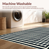 Ultra Soft Area Rug, Non Slip, Stain Resistant, Washable Area Rugs for Living Room, Bedroom, Elegant Low-Contrast Geometric Motif(Black)