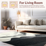 Ultra Soft Area Rug, Non Slip, Stain Resistant, Washable Area Rugs for Living Room, Bedroom, Linear Wave Rug with Striking Stripe Mosaic and Grey Highlights(Gray)