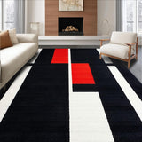 Ultra Soft Area Rug, Non Slip, Stain Resistant, Washable Area Rugs for Living Room, Bedroom, Sophisticated Linear Abstract Design(Black)