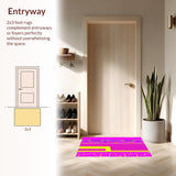 Ultra Soft Area Rug, Non Slip, Stain Resistant, Washable Area Rugs for Living Room, Bedroom, Vibrant Contemporary Pop Art Style(Pink)