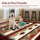 Ultra Soft Area Rug, Non Slip, Stain Resistant, Washable Area Rugs for Living Room, Bedroom, Rustic Earthy Bear Motif(Red)