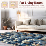 Ultra Soft Area Rug, Non Slip, Stain Resistant, Washable Area Rugs for Living Room, Bedroom, Bright Multicolor Traffic Playmat for Playroom Fun(Blue)