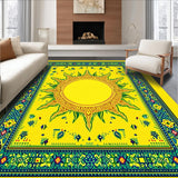 Ultra Soft Area Rug, Non Slip, Stain Resistant, Washable Area Rugs for Living Room, Bedroom, Charming Retro Sunbeam Artwork(Yellow)