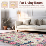 Ultra Soft Area Rug, Non Slip, Stain Resistant, Washable Area Rugs for Living Room, Bedroom, Elegant Butterfly Floral Arrangement(Beige)
