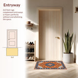 Ultra Soft Area Rug, Non Slip, Stain Resistant, Washable Area Rugs for Living Room, Bedroom, Cheerful Multi-Tonal Floral Element(Orange)