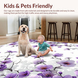 Ultra Soft Area Rug, Non Slip, Stain Resistant, Washable Area Rugs for Living Room, Bedroom, Modern Elegant Floral Composition(Purple)