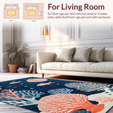 Ultra Soft Area Rug, Non Slip, Stain Resistant, Washable Area Rugs for Living Room, Bedroom, Cozy Earthy Lattice Inspiration(Blue)