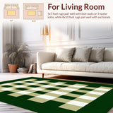 Ultra Soft Area Rug, Non Slip, Stain Resistant, Washable Area Rugs for Living Room, Bedroom, Sleek Minimalist Grid Formation(Green)