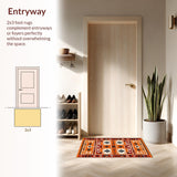 Ultra Soft Area Rug, Non Slip, Stain Resistant, Washable Area Rugs for Living Room, Bedroom, Artisanal Trellis Inspired Layout(Orange)