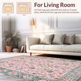 Ultra Soft Area Rug, Non Slip, Stain Resistant, Washable Area Rugs for Living Room, Bedroom, Chic Pastel Floral Arrangement(Pink)