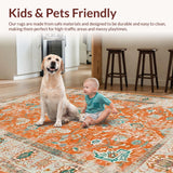 Ultra Soft Area Rug, Non Slip, Stain Resistant, Washable Area Rugs for Living Room, Bedroom, Trendy Faded Geometric Arrangement(Orange)