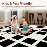 Ultra Soft Area Rug, Non Slip, Stain Resistant, Washable Area Rugs for Living Room, Bedroom, Bold Geometric Contrast Theme(Beige)
