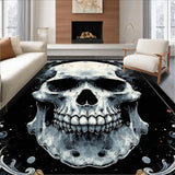 Ultra Soft Area Rug, Non Slip, Stain Resistant, Washable Area Rugs for Living Room, Bedroom, Bold Graphic Skull Art Piece(White)