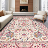 Ultra Soft Area Rug, Non Slip, Stain Resistant, Washable Area Rugs for Living Room, Bedroom, Serene Abstract Nature Inspired Pattern(Ivory)