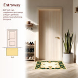 Ultra Soft Area Rug, Non Slip, Stain Resistant, Washable Area Rugs for Living Room, Bedroom, Ornate Floral Motif Area for Home Entry(Gold)