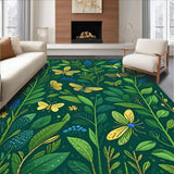 Ultra Soft Area Rug, Non Slip, Stain Resistant, Washable Area Rugs for Living Room, Bedroom, Rustic Earthy Insect Print Design(Green)