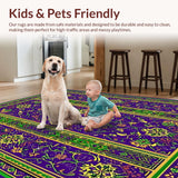 Ultra Soft Area Rug, Non Slip, Stain Resistant, Washable Area Rugs for Living Room, Bedroom, Rustic Colorful Diamond Pattern(Purple)