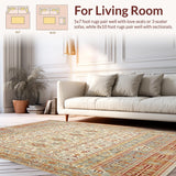 Ultra Soft Area Rug, Non Slip, Stain Resistant, Washable Area Rugs for Living Room, Bedroom, Waterproof Patio Camping Mat Geometric Brown & Beige(Blue)