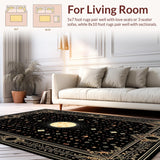 Ultra Soft Area Rug, Non Slip, Stain Resistant, Washable Area Rugs for Living Room, Bedroom, Haunting Black and White Medallion(Black)