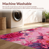 Ultra Soft Area Rug, Non Slip, Stain Resistant, Washable Area Rugs for Living Room, Bedroom, Charming Absorbent Floral Bath Carpet for Chic Decor(Pink)