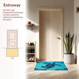Ultra Soft Area Rug, Non Slip, Stain Resistant, Washable Area Rugs for Living Room, Bedroom, Charming Marine Animal Aesthetic(Blue)