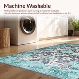 Ultra Soft Area Rug, Non Slip, Stain Resistant, Washable Area Rugs for Living Room, Bedroom, Chic Modern Floral Geometry(Blue)