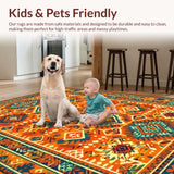 Ultra Soft Area Rug, Non Slip, Stain Resistant, Washable Area Rugs for Living Room, Bedroom, Contemporary Colorful Abstract Design(Orange)