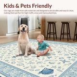 Ultra Soft Area Rug, Non Slip, Stain Resistant, Washable Area Rugs for Living Room, Bedroom, Serene Beach Vibes Decorative Piece(Blue)
