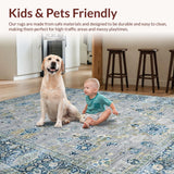 Ultra Soft Area Rug, Non Slip, Stain Resistant, Washable Area Rugs for Living Room, Bedroom, Elegant Transitional Gray Medallion(Gray)