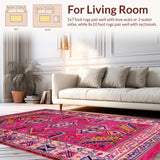 Ultra Soft Area Rug, Non Slip, Stain Resistant, Washable Area Rugs for Living Room, Bedroom, Bold Pastel Floral Theme(Pink)