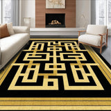 Ultra Soft Area Rug, Non Slip, Stain Resistant, Washable Area Rugs for Living Room, Bedroom, Bold Modernized Trellis Aesthetic(Black)