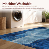 Ultra Soft Area Rug, Non Slip, Stain Resistant, Washable Area Rugs for Living Room, Bedroom, Transitional Coastal Wave Design(Blue)