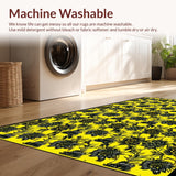 Ultra Soft Area Rug, Non Slip, Stain Resistant, Washable Area Rugs for Living Room, Bedroom, Striking Bright Floral Composition(Yellow)